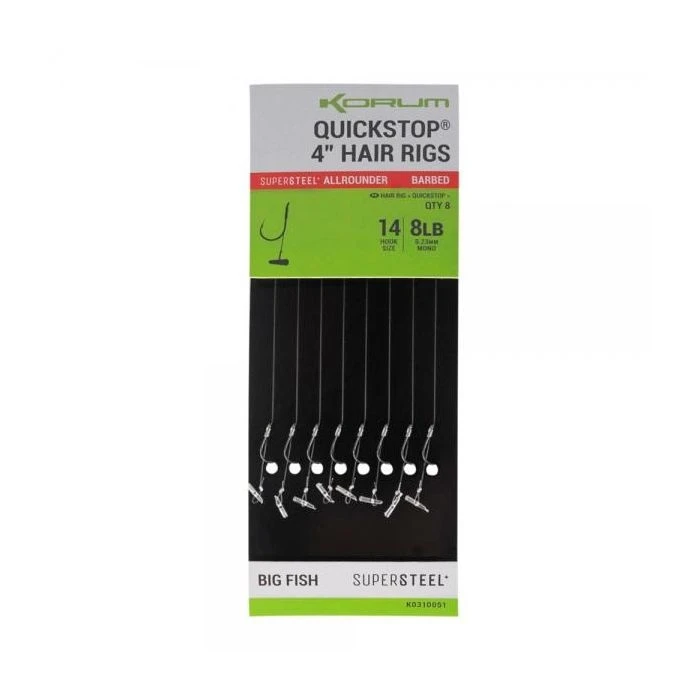 Quickstops 4” Hair Rigs Barbed 3 Quickstops 4” Hair Rigs Barbed